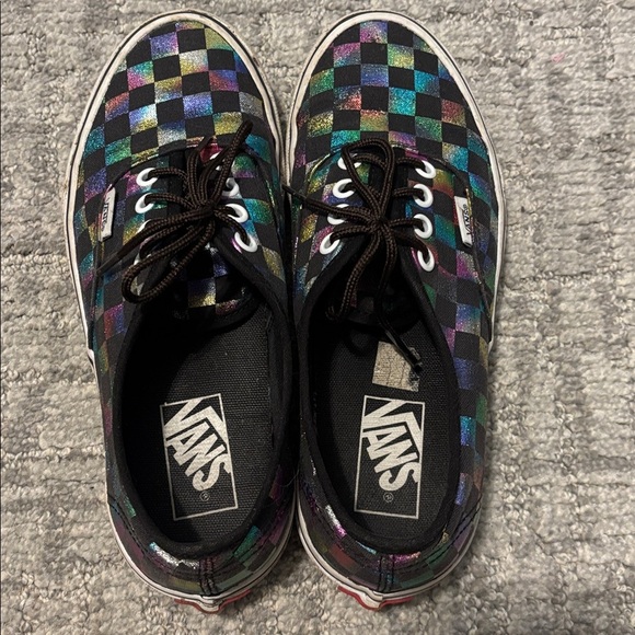 Vans Authentic Iridescent Checkerboard Lace Up canvas Skate Shoe Sneakers 7.5 W - Picture 4 of 8